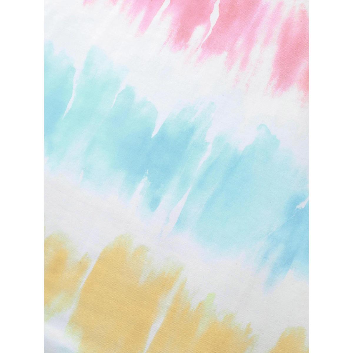 Plus Size Color Fusion Pleated Flowy Tank Top Women Multicolor Playful Gathered Round Neck Casual Tank Tops Camis BloomChic 12/L Product Image