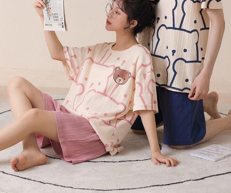 Short Sleeve Couple Matching Pajama Set Product Image