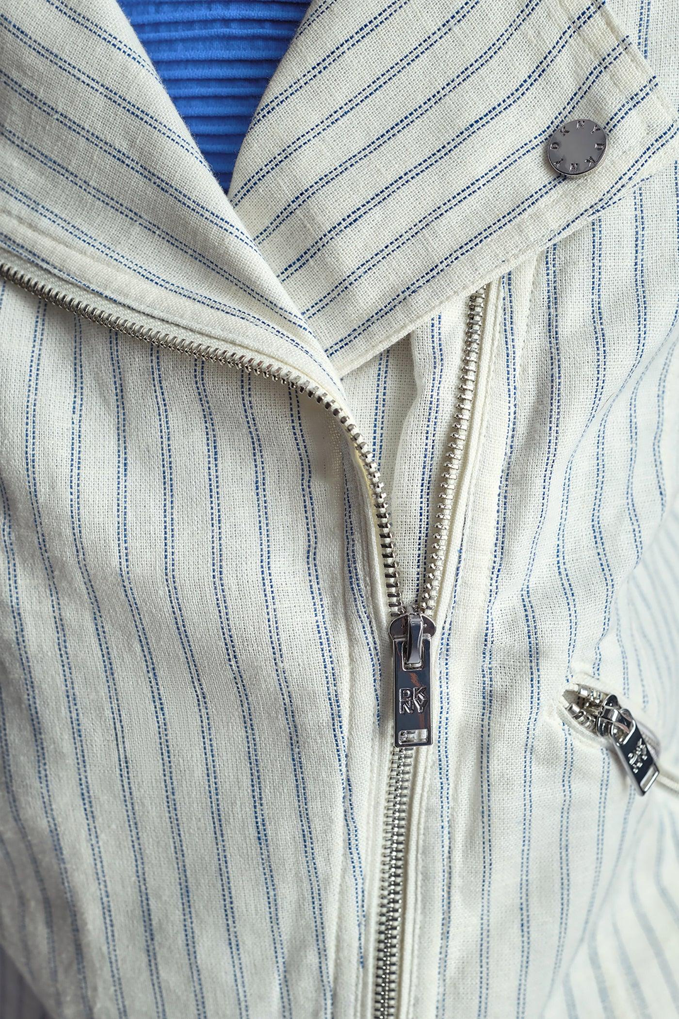 PINSTRIPE SHORT SLEEVE MOTO JACKET Product Image