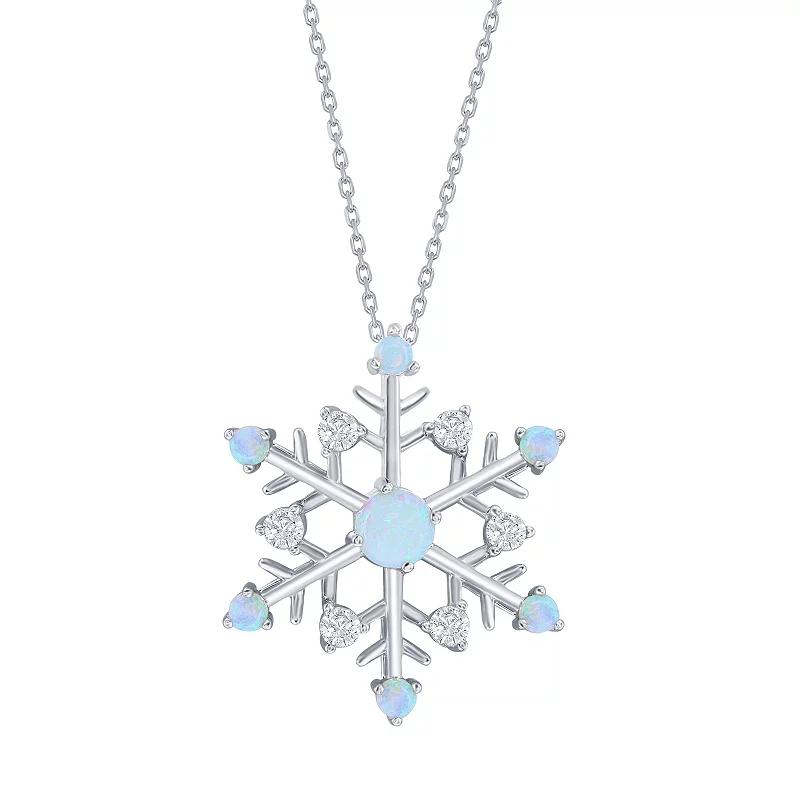 Nautica Rocks Sterling Silver Opal & Cubic Zirconia Snowflake Pendant Necklace, Women's,  Product Image