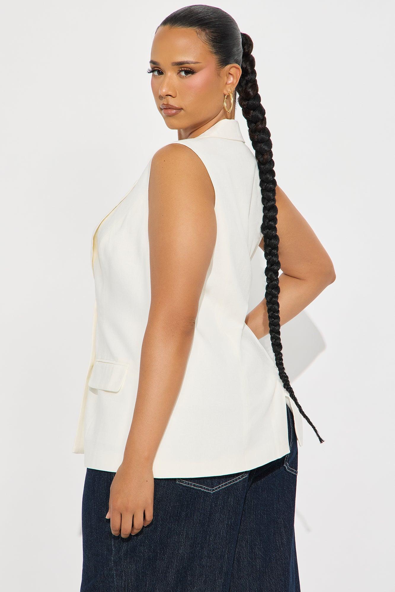 Manhattan Club Linen Vest - White Female Product Image
