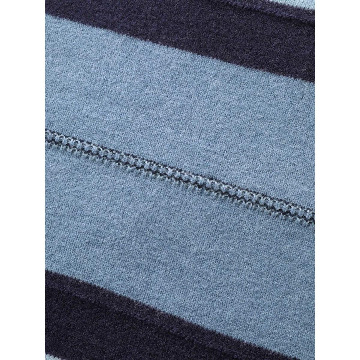 Plus Size Striped Print Color Contrast Pullover Stone Women Leisure Loose Long Sleeve V-neck Casual Pullovers BloomChic 26/4X Product Image