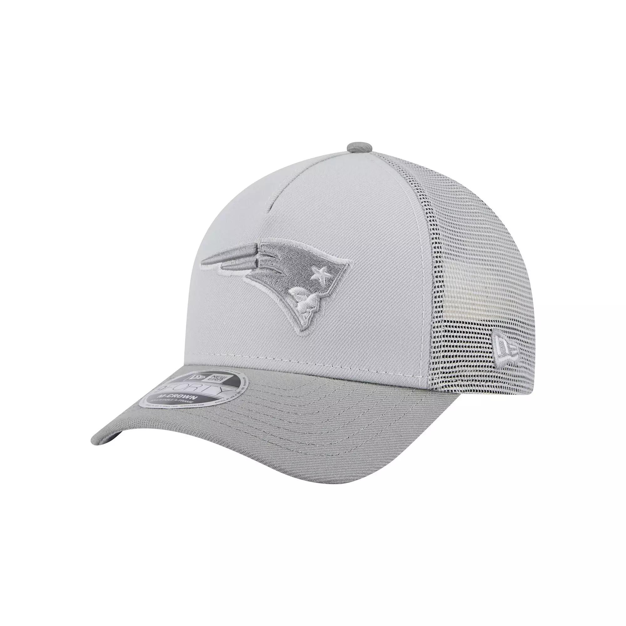 Men's New Era Gray New England Patriots Domain A-Frame Trucker 9FORTY Adjustable Hat, Grey Product Image