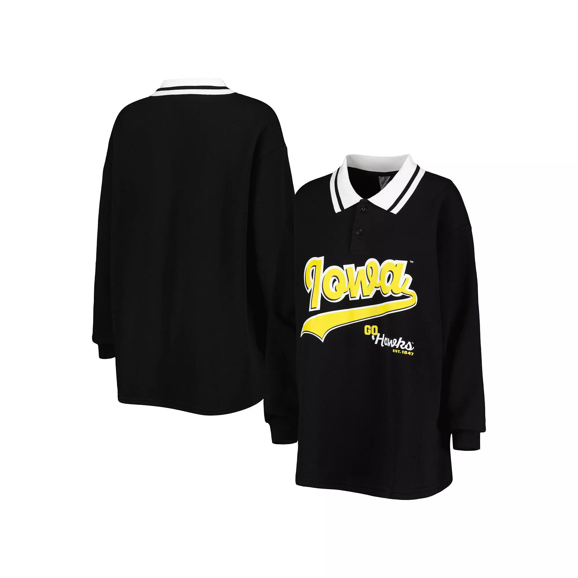 Women's Gameday Couture Black Iowa Hawkeyes Happy Hour Long Sleeve Polo, Size: Small Product Image