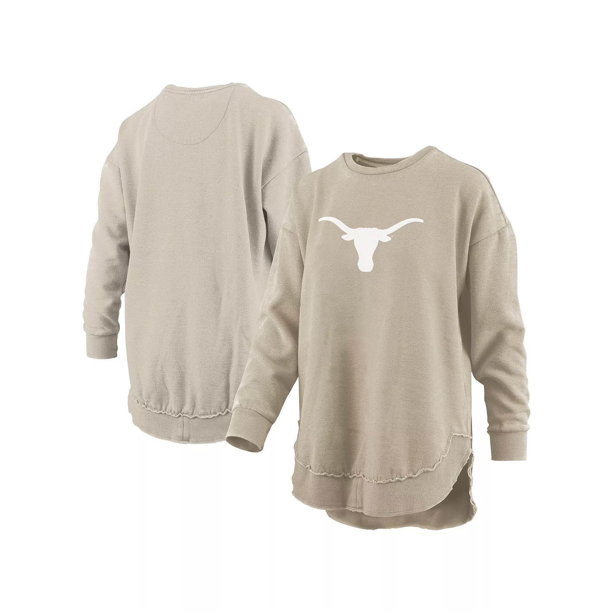 Womens Pressbox Tan Texas Longhorns Poncho Fleece Pullover Sweatshirt Product Image