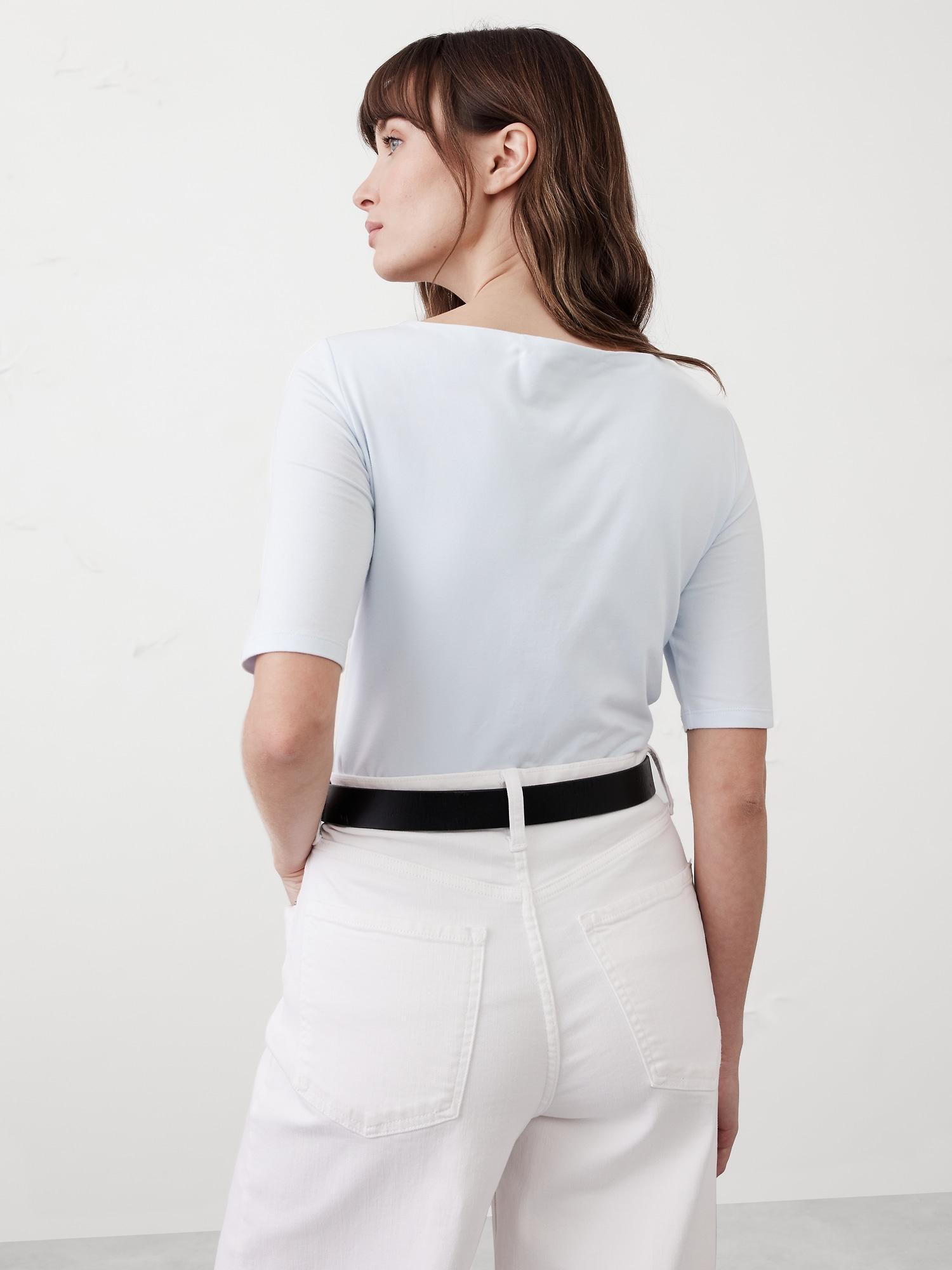 Soft Stretch Elbow-Sleeve Top Product Image