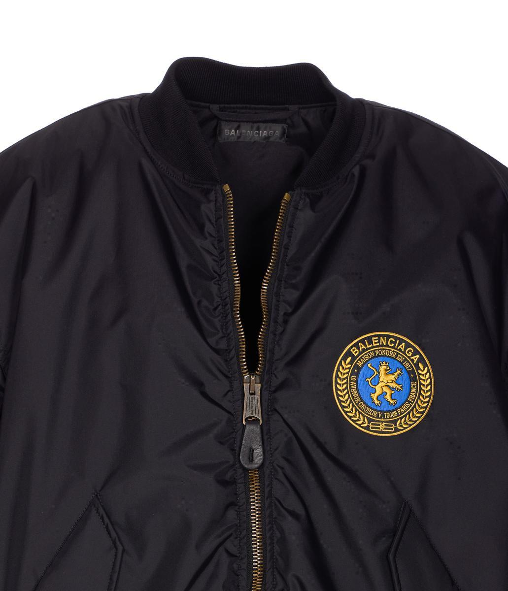 BALENCIAGA Nylon Uniform Merch Large Fit Bomber In Black Product Image
