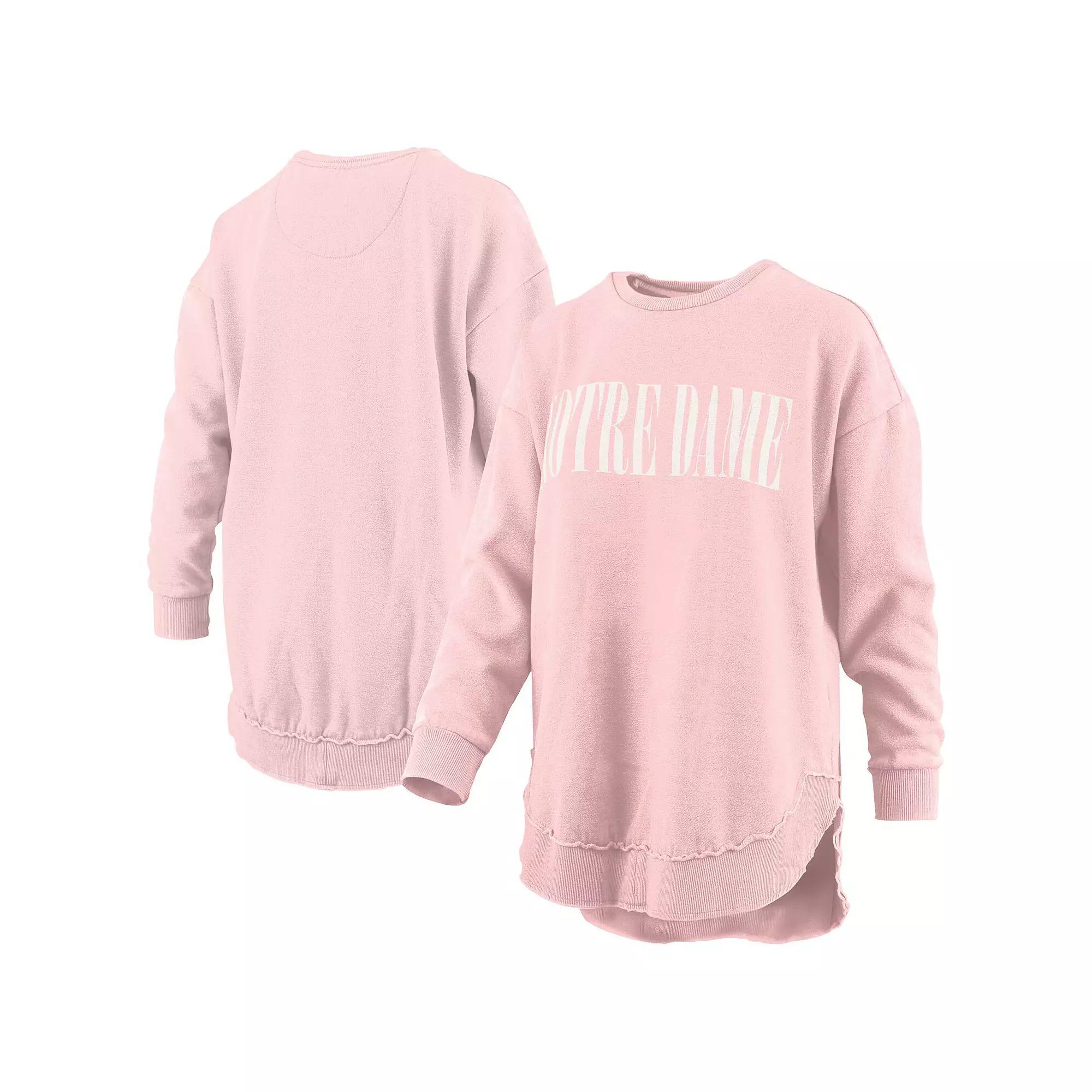 Women's Pressbox Pink Notre Dame Fighting Irish Poncho Fleece Pullover Sweatshirt, Size: XL Product Image