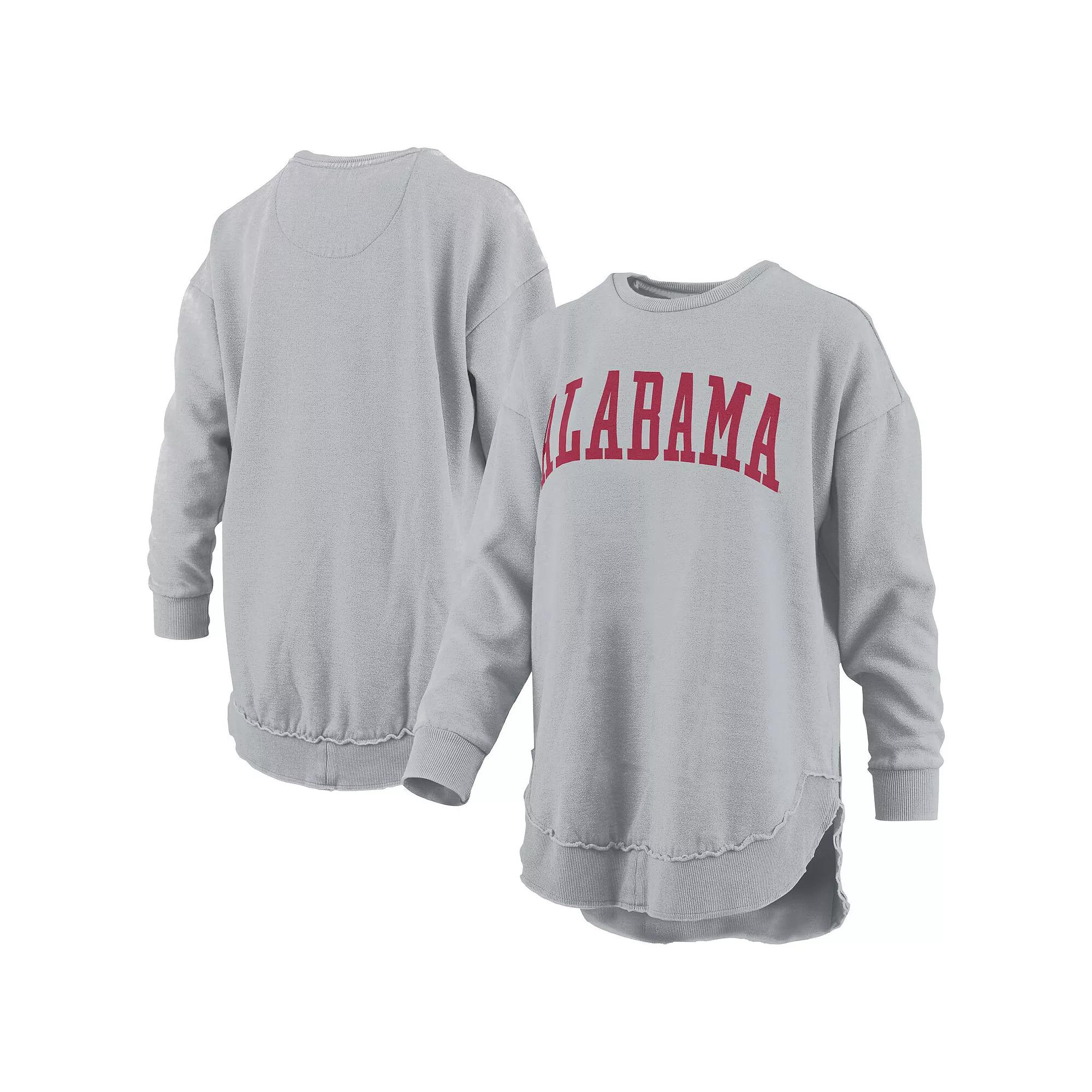 Women's Pressbox  Gray Alabama Crimson Tide Melange Poncho Vintage Fleece Long Sleeve Pullover Sweatshirt, Size: 2XL, Grey Product Image