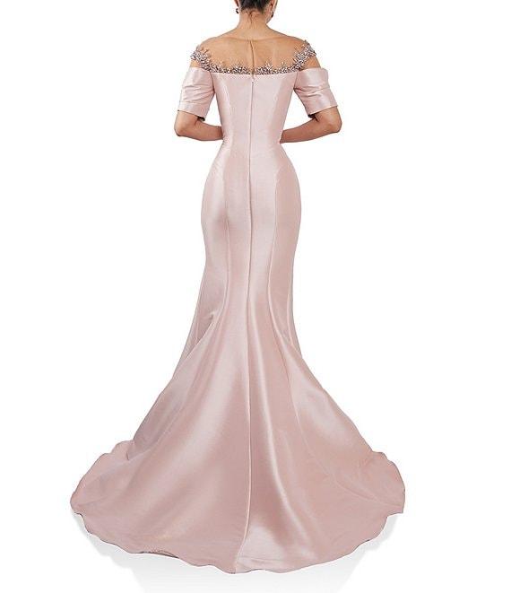 Terani Couture Illusion Off Shoulder Stretch Mikado Mermaid Gown Product Image