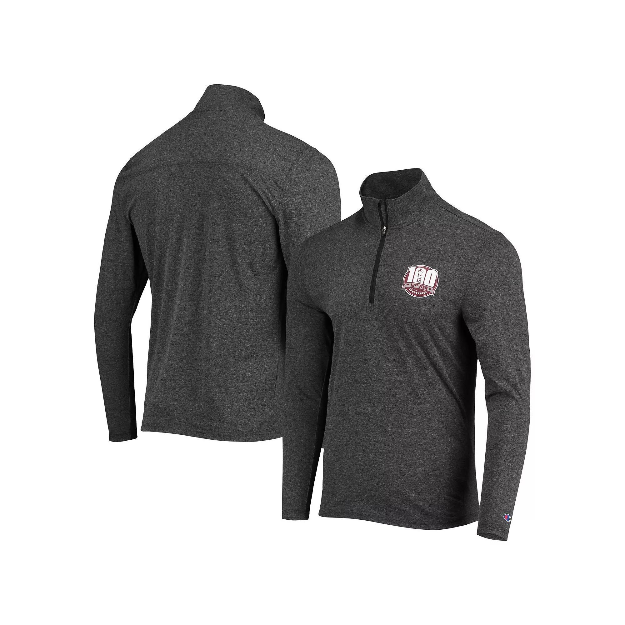Men's Champion Heathered Black Texas A&M Aggies 12th Man Centennial Field Day Quarter-Zip Jacket, Size: Large, Charco Product Image
