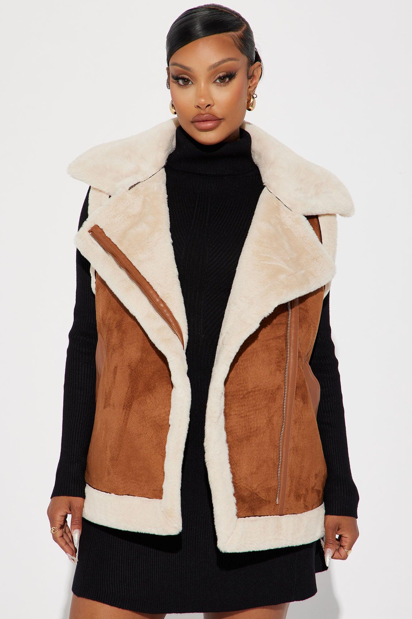 Come My Way Shearling Vest - Brown Product Image