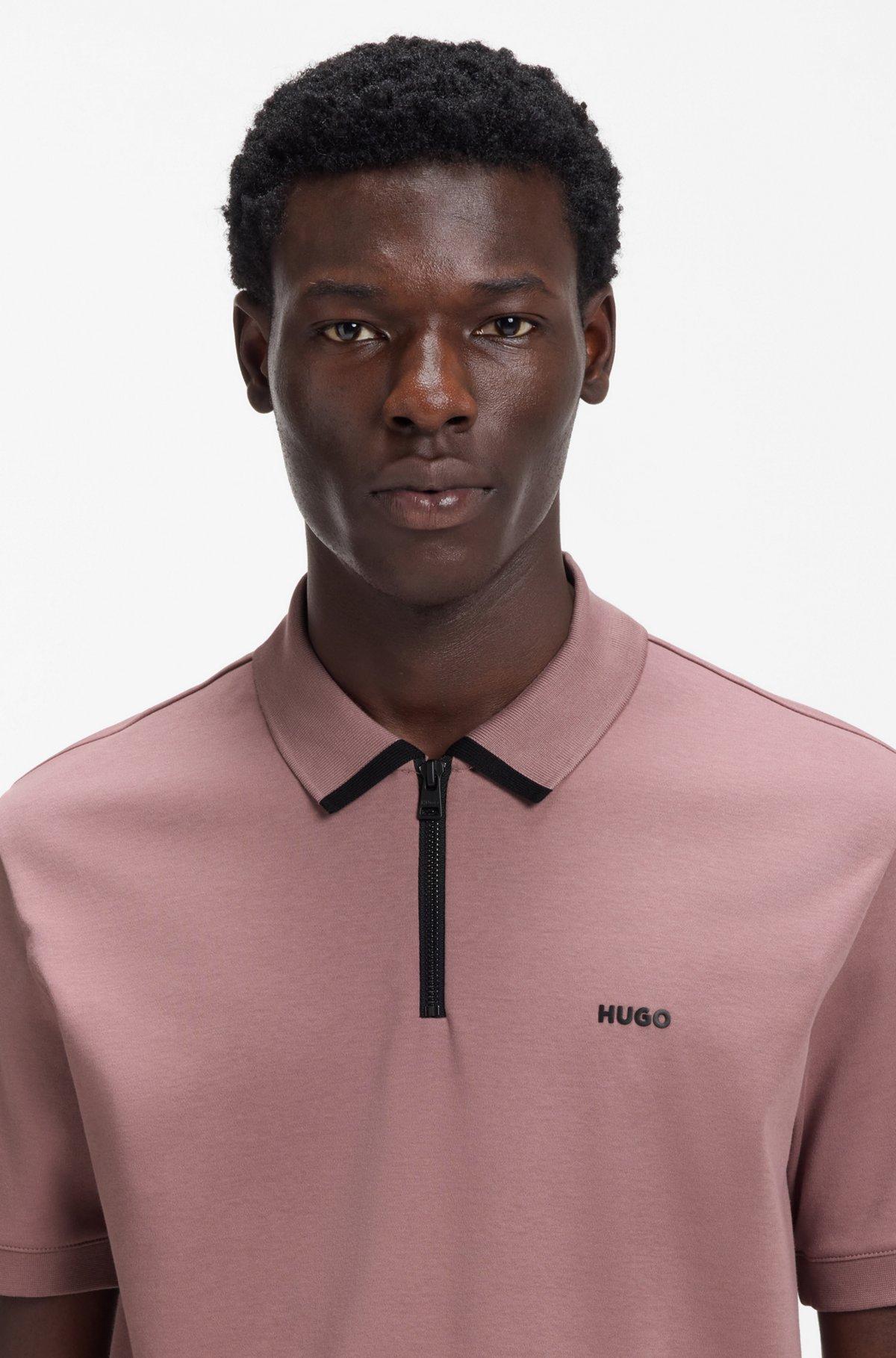 Contrast-logo polo shirt in cotton piqué Product Image