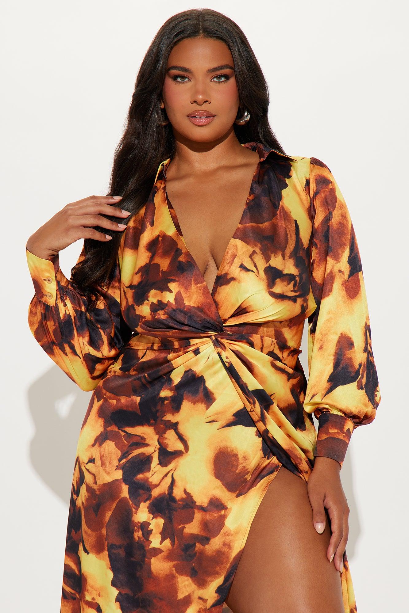 Miranda Satin Maxi Dress - Yellow/combo Product Image