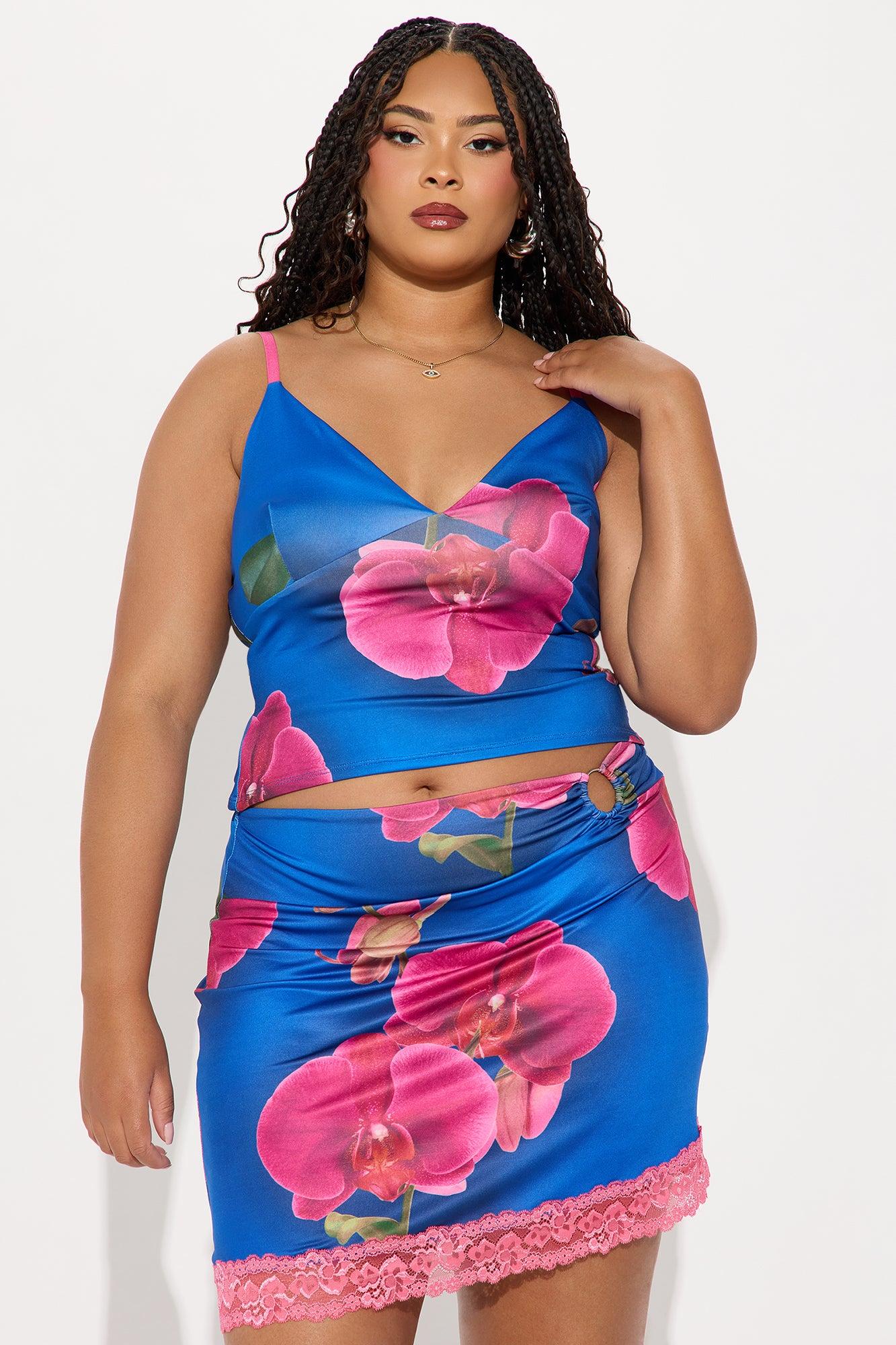 Midnight Blossom Skirt Set - Royal/combo Product Image