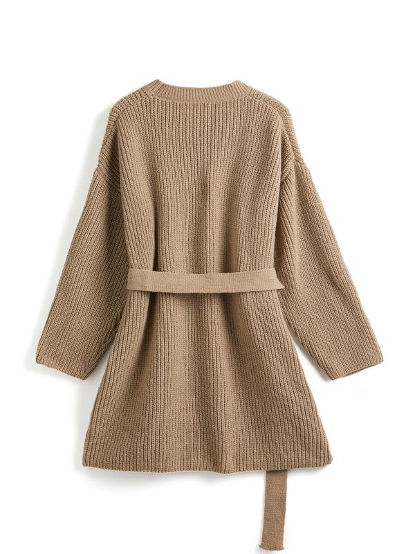 Solid Belted Knit Mini Dress Product Image
