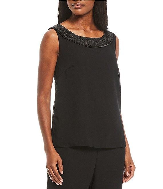 Le Bos Round Neck 3/4 Sleeve Georgette Tonal Trim Evening 3-Piece Pant Set Product Image