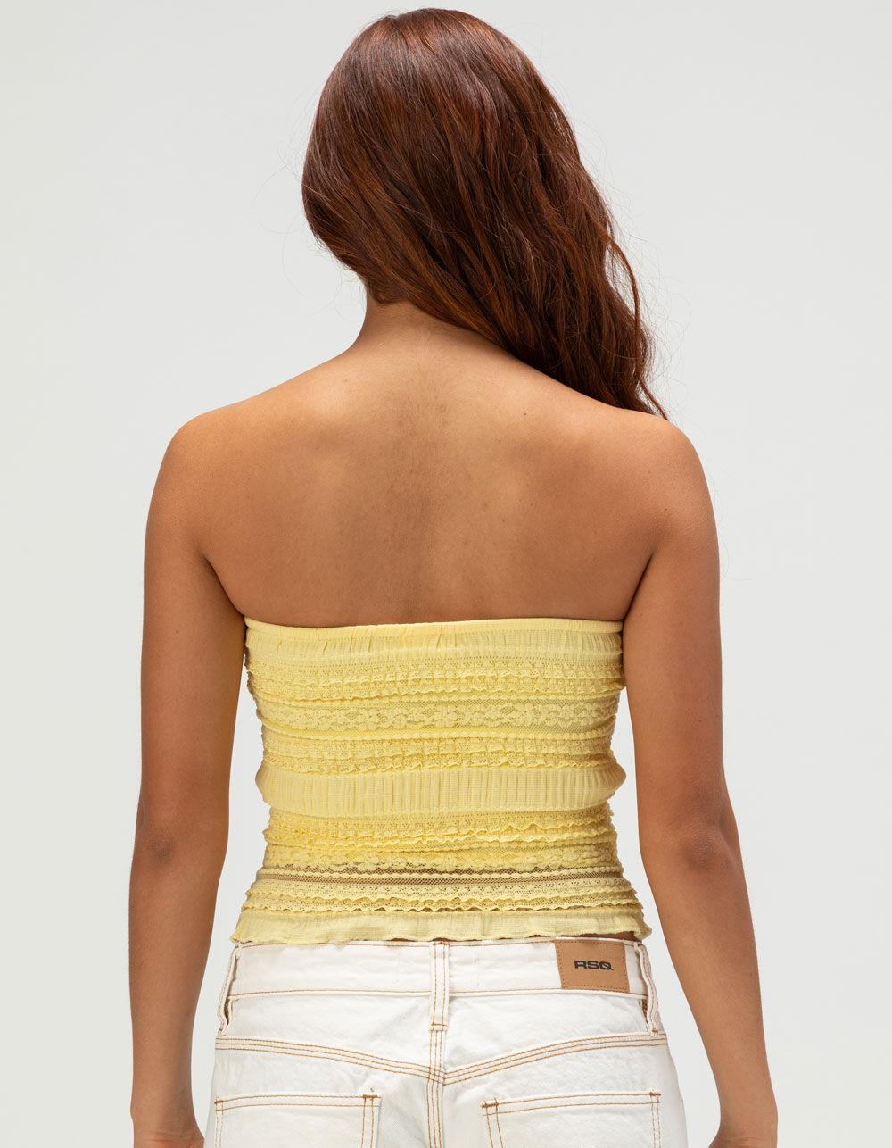 FULL TILT Lace Womens Tube Top - YELLOW Product Image