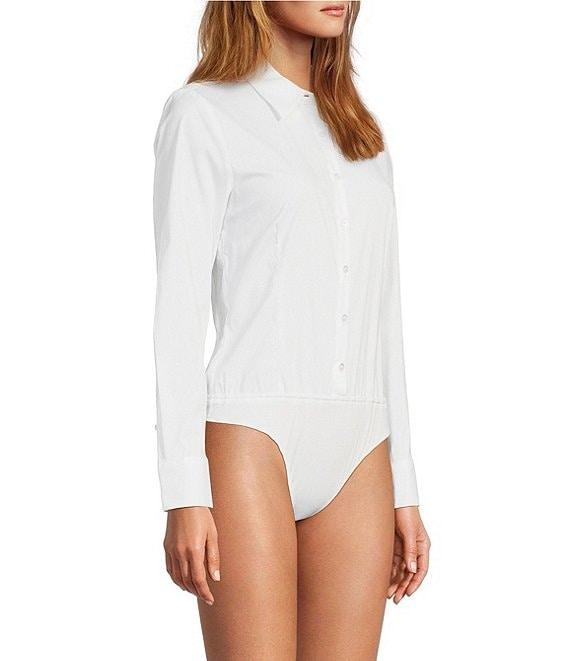 Antonio Melani Greta Long Sleeve Point Collar Button Front Poplin Bodysuit Product Image