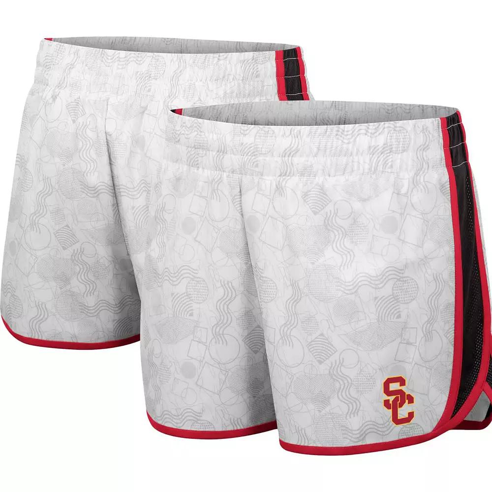 Women's Colosseum White/Black USC Trojans The Plastics Geo Print Shorts,  Product Image