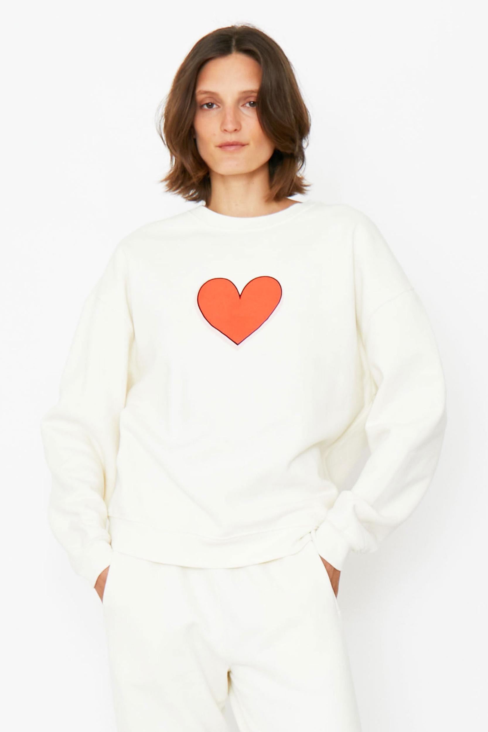 The Oversized Heart Sweatshirt - Cream Product Image