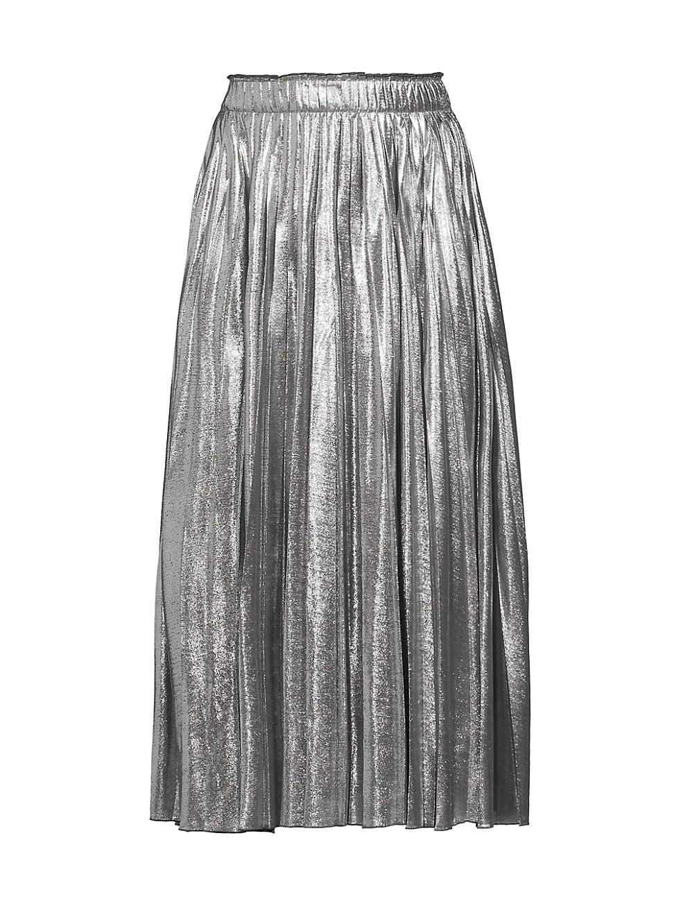 Womens Gamma Pleated Metallic Midi-Skirt Product Image