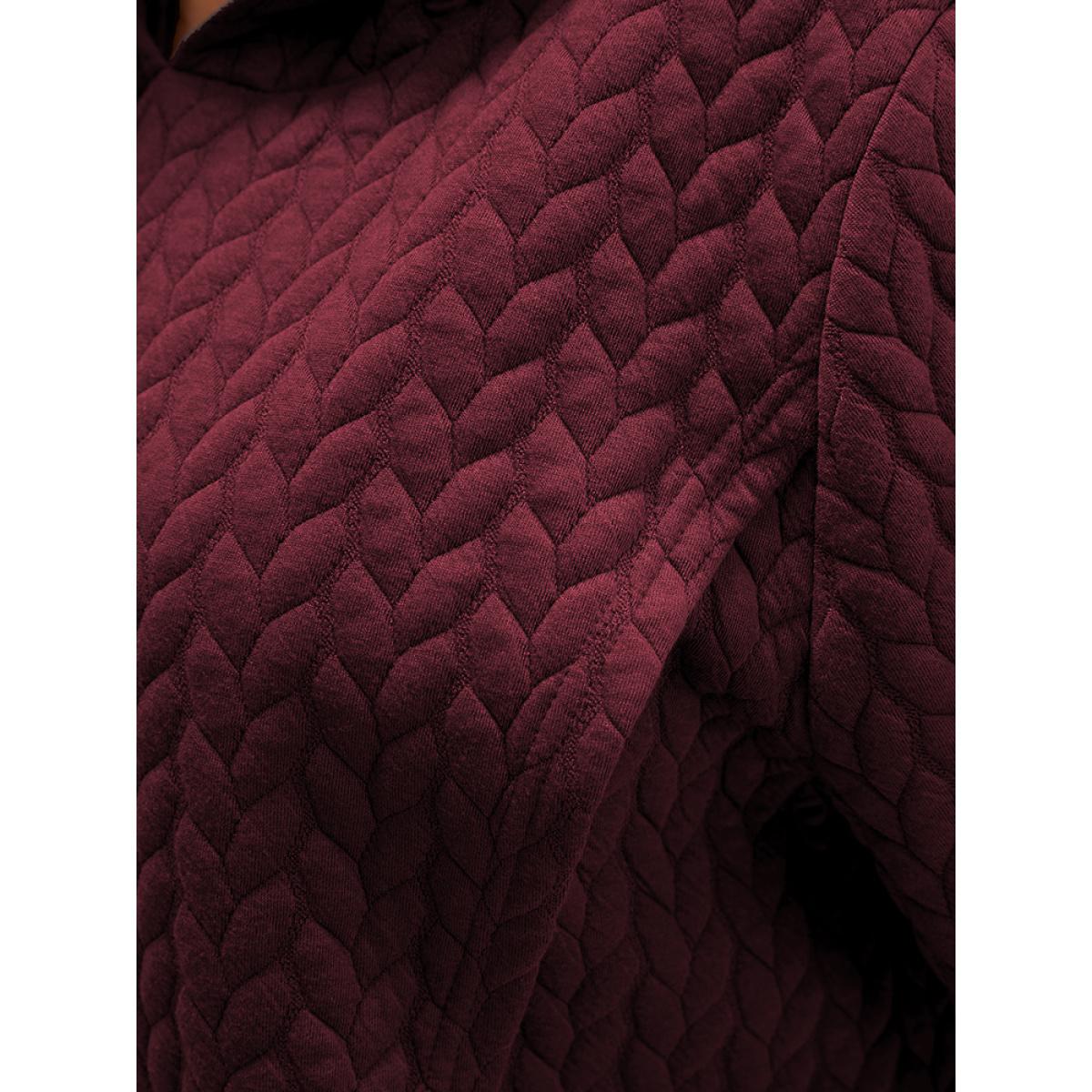 Plus Size Solid Asymmetrical Hem Cable Knit Hooded Sweatshirt Women Scarlet Lounge Asymmetrical Hooded Everyday Sweatshirts BloomChic 28/5X Product Image