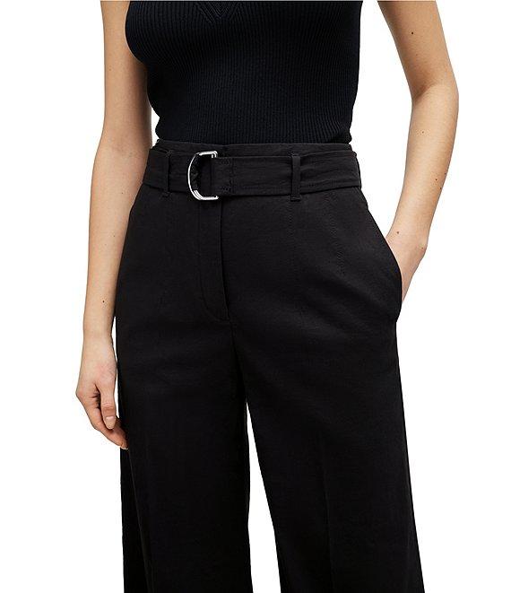 BOSS by Hugo Boss Tasena Linen Blend High Rise Belted Wide Leg Pants Product Image