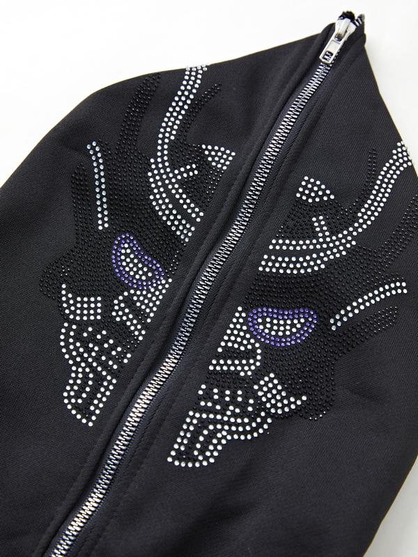 Street Rhinestone Print Oversized Hoodie Product Image