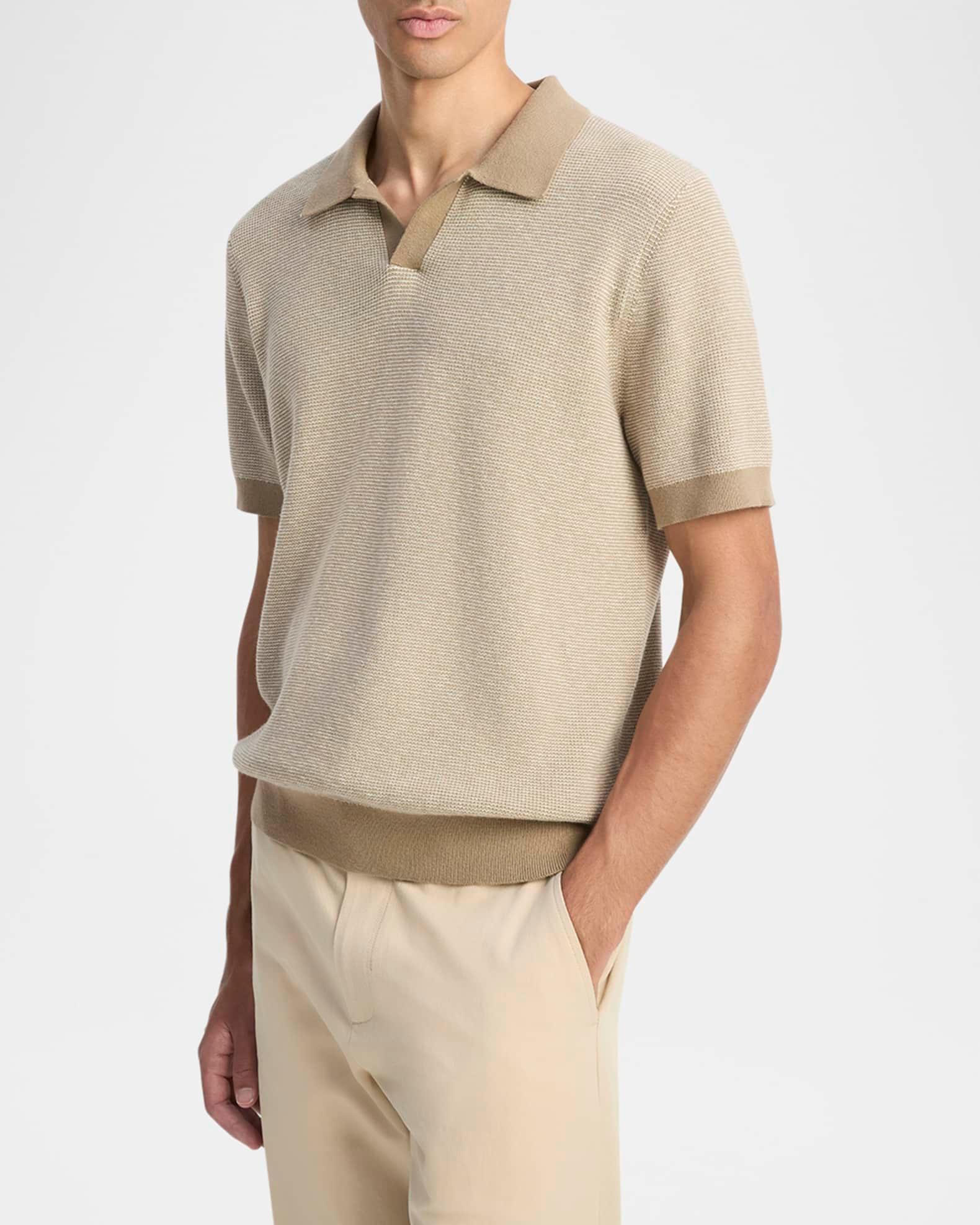 Men's Cotton and Cashmere Johnny Collar Polo Shirt Product Image