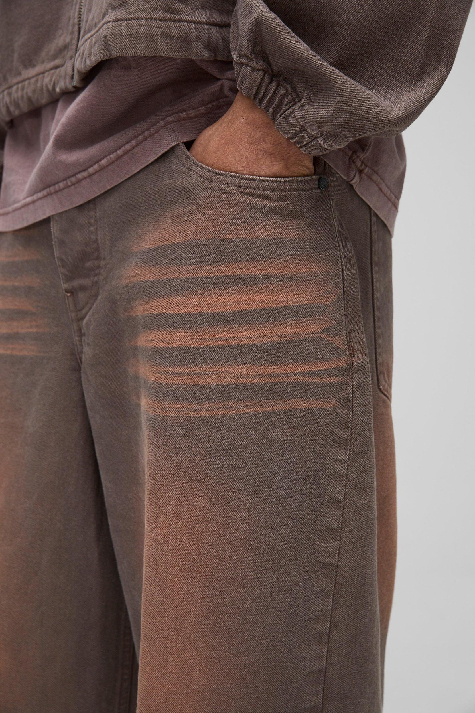 Super Baggy Rigid Washed Brown Jeans | boohooMAN USA Product Image