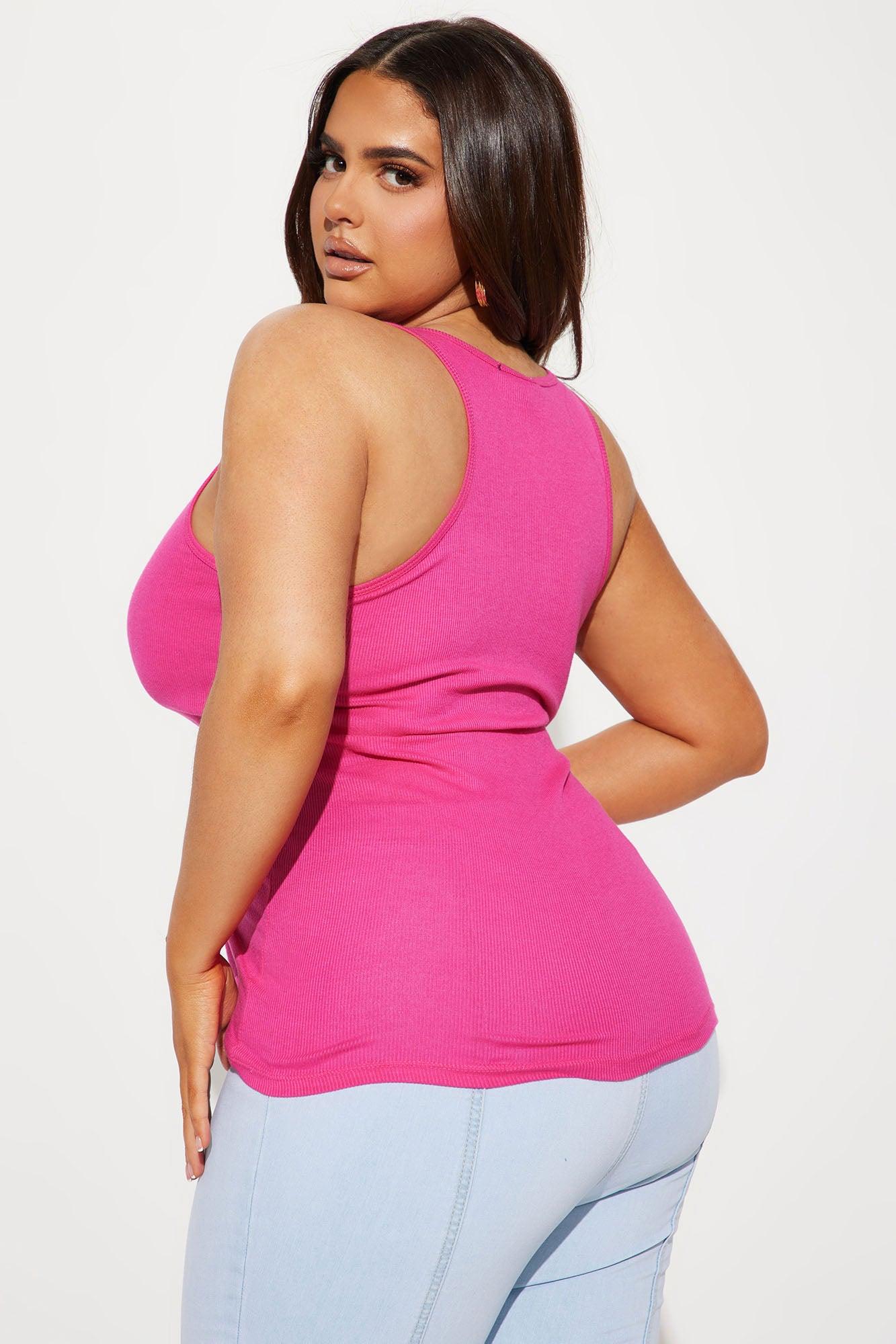 Zoey Racer Back Tank - Fuchsia Product Image