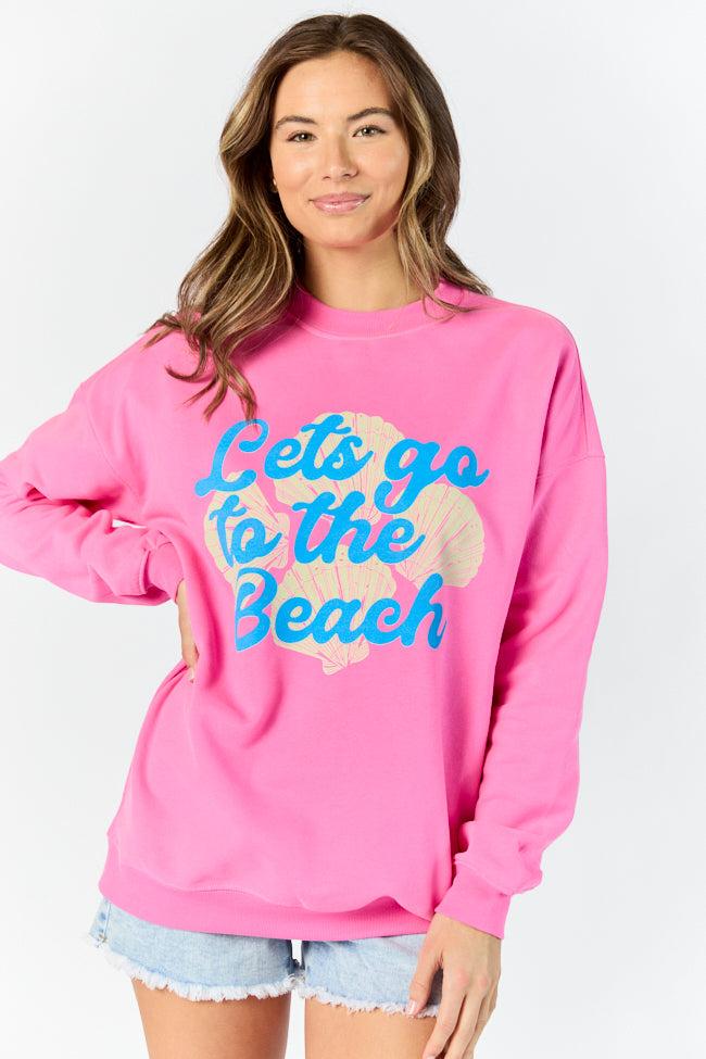 Let's Go To The Beach Pink Graphic Sweatshirt Product Image