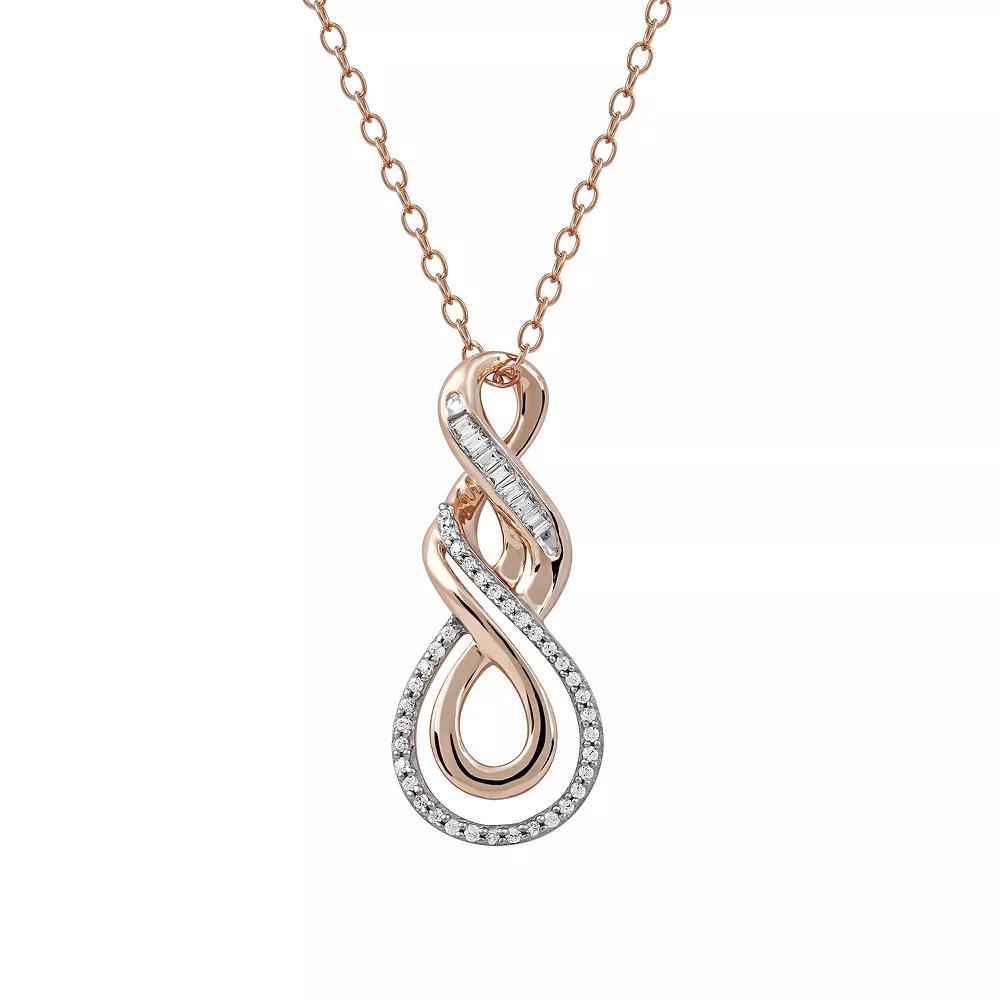 DeCouer Sterling Silver 1/6 Carat T.W. Diamond Swirl Pendant Necklace, Women's, Size: 18", Rose Gold Tone Product Image