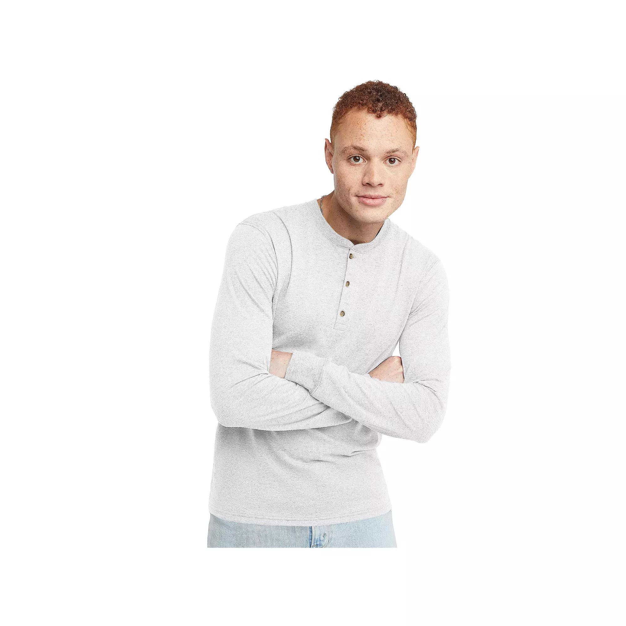 Men's Hanes Originals Tri-Blend Henley,  Product Image