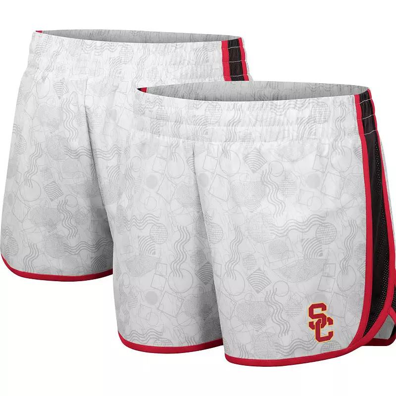 Women's Colosseum White/Black USC Trojans The Plastics Geo Print Shorts,  Product Image