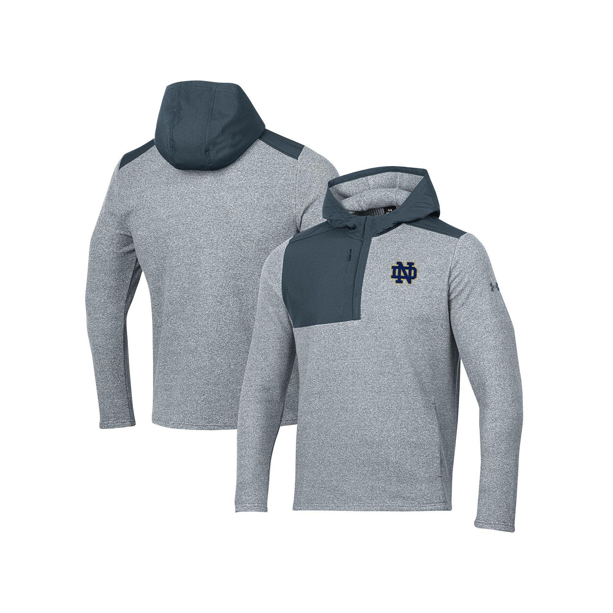 Men's Under Armour Gray Notre Dame Fighting Irish Survivor Fleece Hoodie Quarter-Zip Jacket, Size: Medium, Grey Product Image