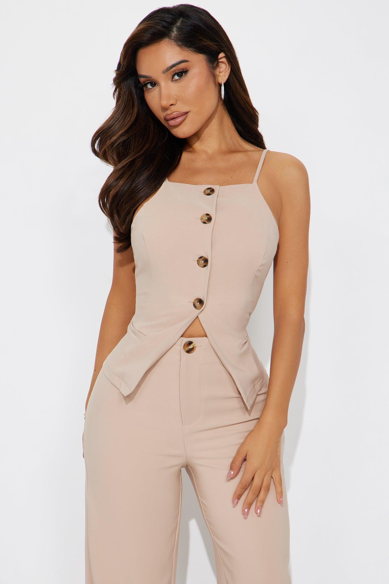 Sleek Statement Pant Set - Khaki Female Product Image