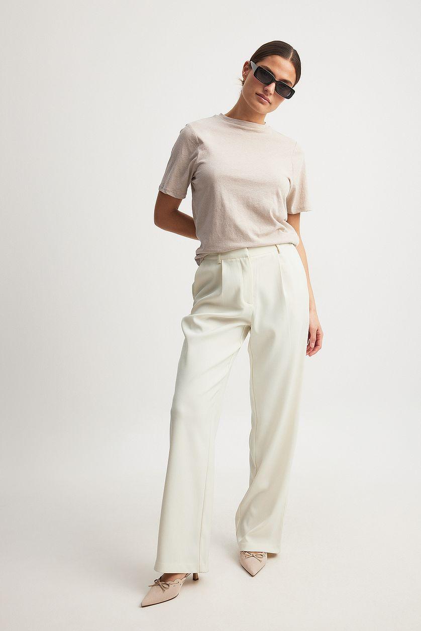 Linen Blend Round Neck T-shirt Product Image