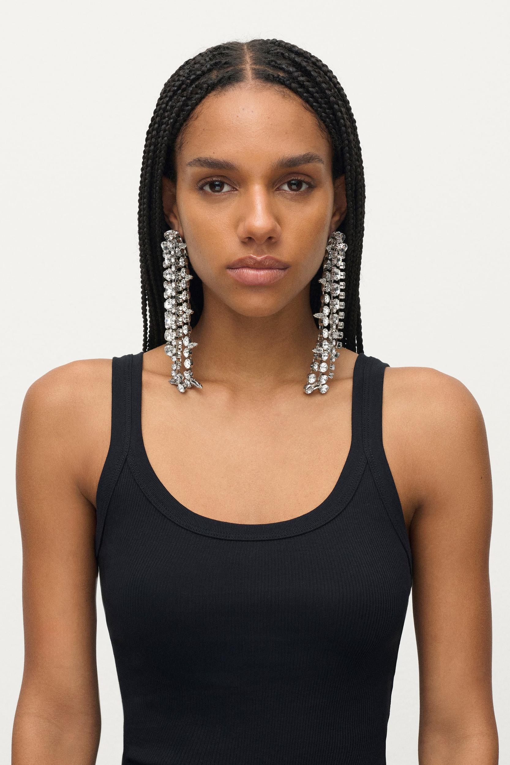 Crystal Fringe Drop Earrings Product Image