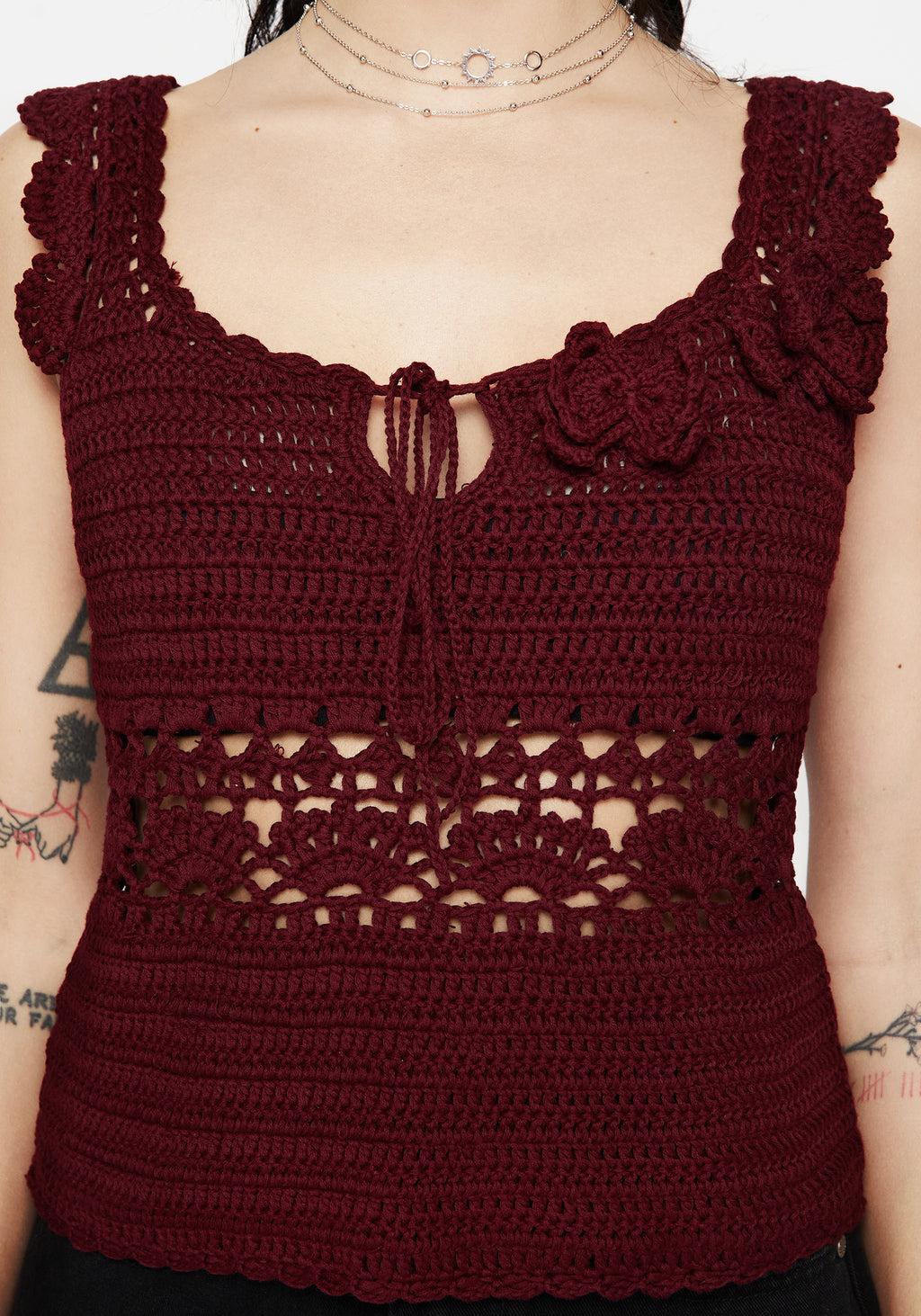 Elnora Moth Hand Crochet Knit Top Product Image