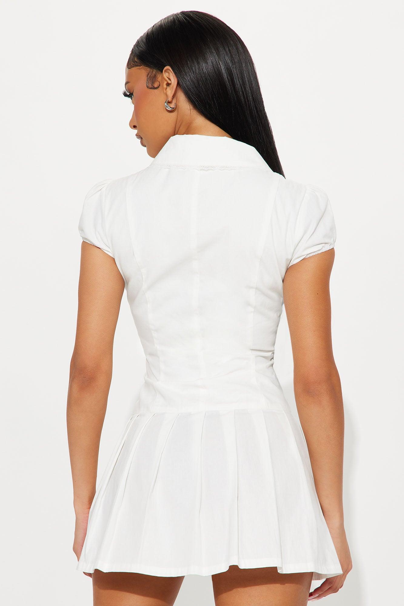 Piper Collared Mini Dress - Off White Product Image