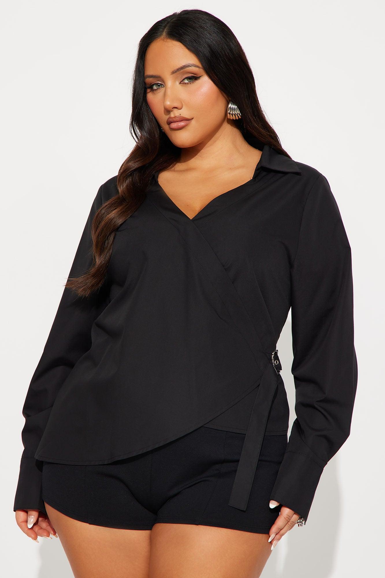 Summer Somewhere Asymmetrical Belted Shirt - Black Female Product Image