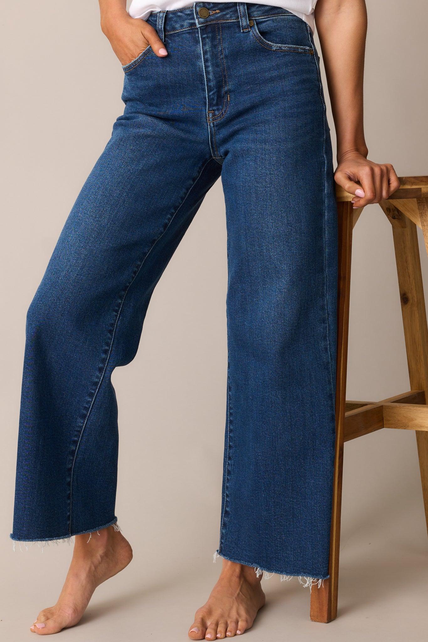 Already On It Dark Wash Wide Leg Jeans Product Image