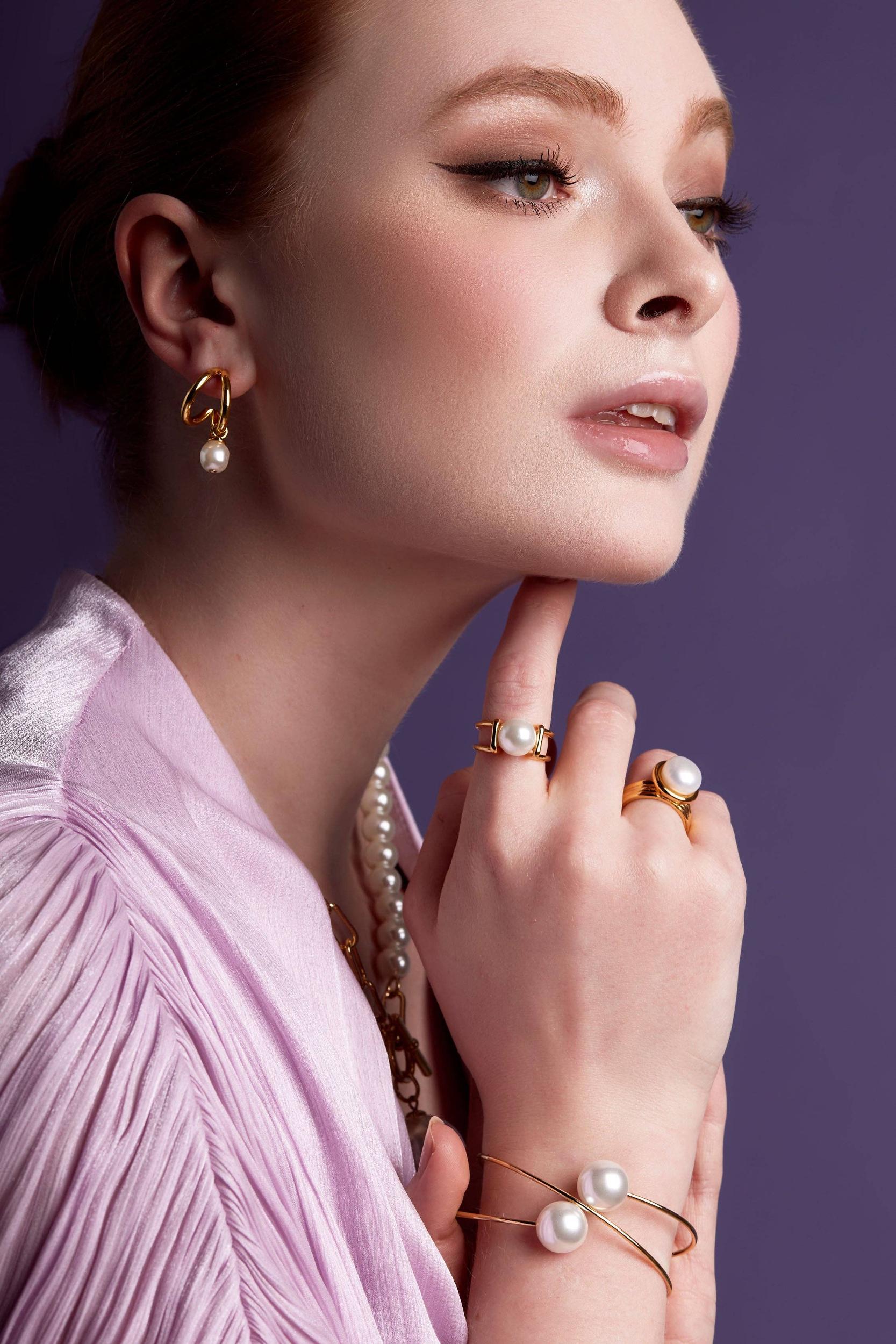 Double Band Single Pearl Ring Product Image