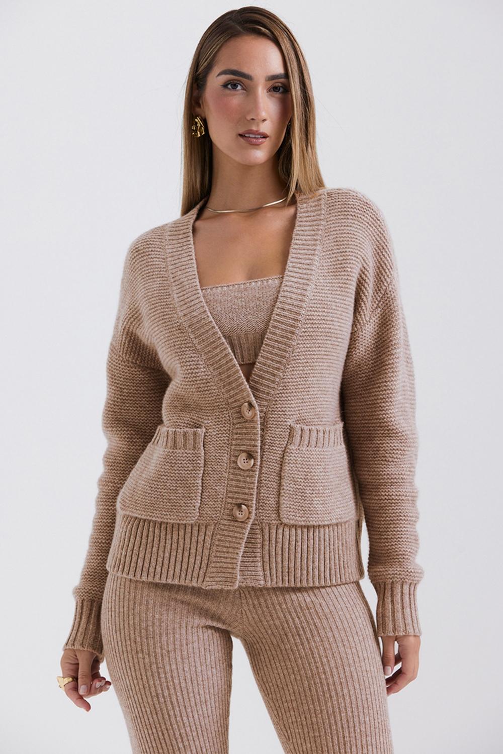 Alara  barley chunky natural wool cardigan - sale Product Image
