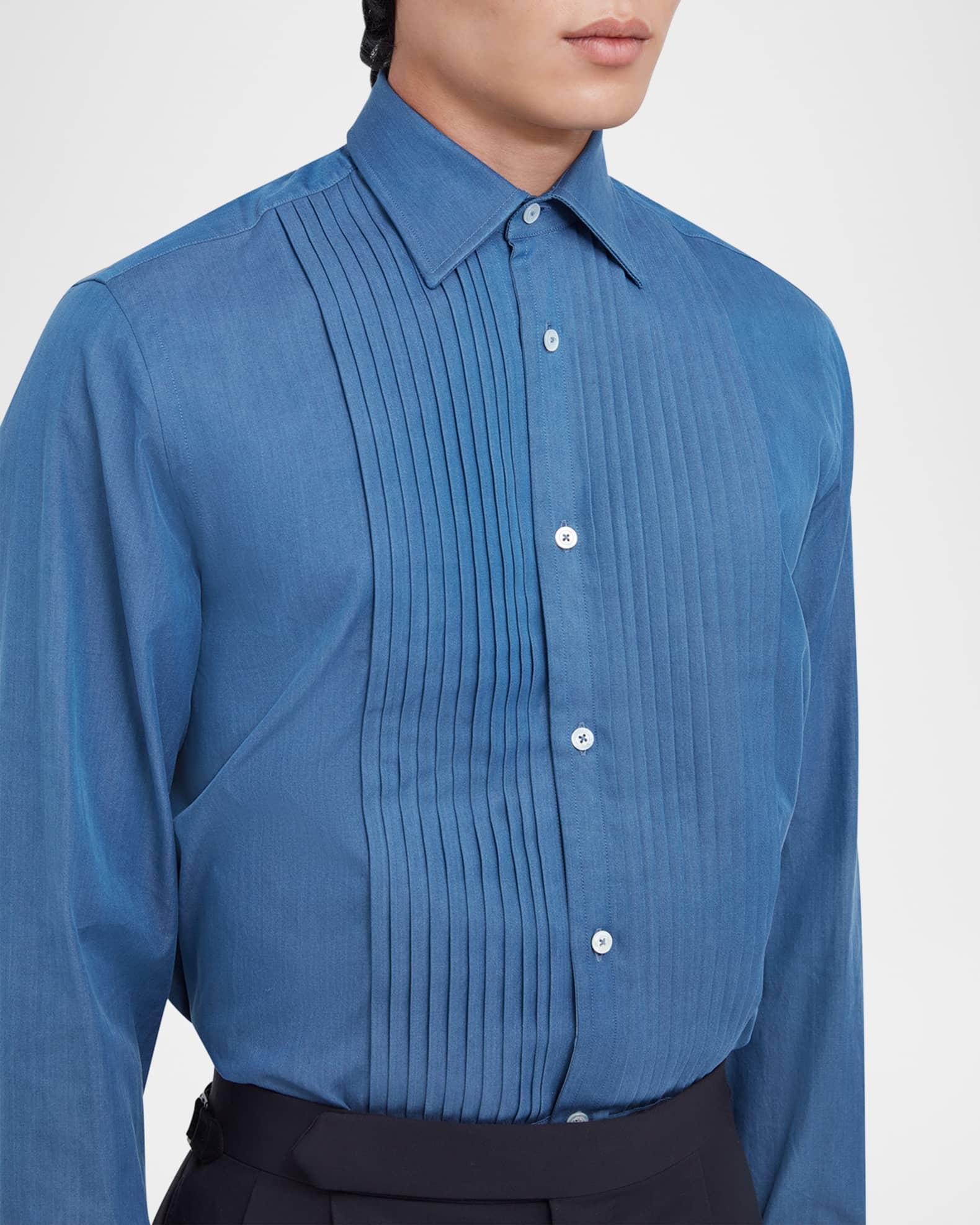 Men's Cotton Chambray Bib-Front Dress Shirt Product Image
