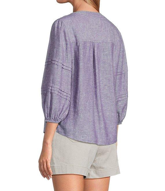 Westbound Petite Size Solid 3/4 Sleeve V-Neck Top Product Image