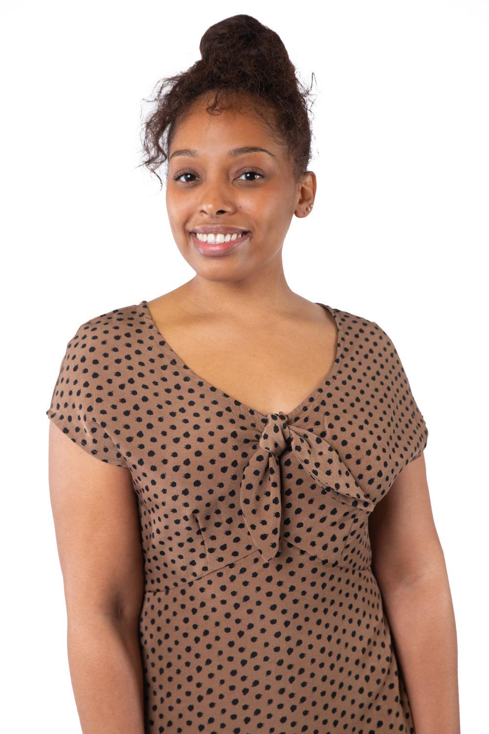 Tatiana Dress in Mocha Dot Product Image