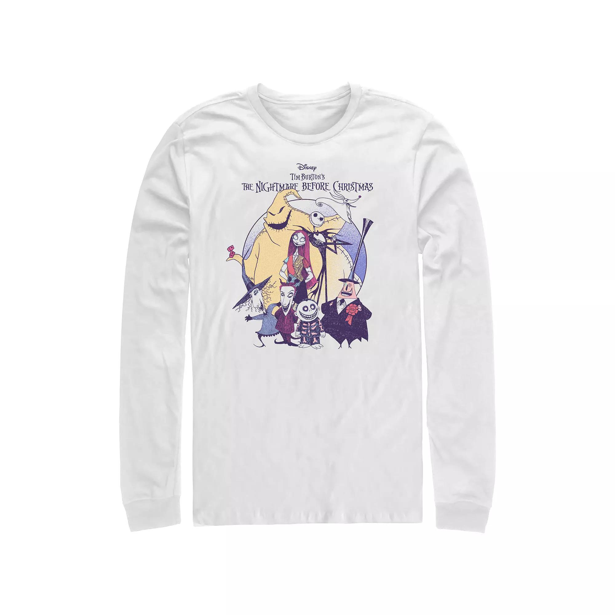Disney's The Nightmare Before Christmas Scary Group Men's Long Sleeve Graphic Tee,  Product Image